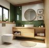 Bathroom Design with White and Green Tiles