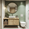 Bathroom Design with Green and White Tiles