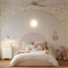 Kids Bedroom Design with Wooden Pink Bed
