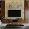 TV Unit Design with Wooden and Marble Panel