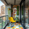 Balcony Design with Colorful Walls
