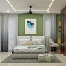 Guest Bedroom Design with Green Accent Wall
