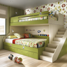 Kids Bedroom Design with Green Bunk Bed