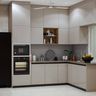 L-Shaped Kitchen Design with Grey Finish
