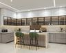Beige and White Island Kitchen Design