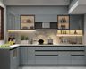 U-Shaped Kitchen Design with Quartz Countertop