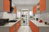 Parallel Kitchen Design with Orange Units
