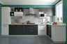L-Shaped Kitchen Design with White and Grey Units