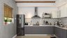 L-Shaped Kitchen Design with White and Grey Units