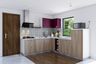 Walnut and Ruby L-Shaped Kitchen Design
