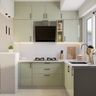Grey-Blue L-Shaped Kitchen Design