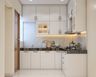 White L-Shaped Kitchen Design with Granite Countertop
