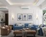 Living Room Design with Blue Sofas