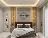 Master Bedroom Design with Vertical Wooden Wall Panels