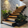 L-Shaped Modern Staircase with Steel Frame