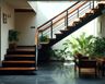 L-Shaped Staircase Design with Metal and Wood