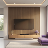 Brown Wall-Mounted TV Unit Design