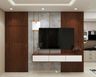 Wall-Mounted TV Unit Design with Grey Accent Wall