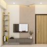 TV Unit Design with Grey Fluted Panels