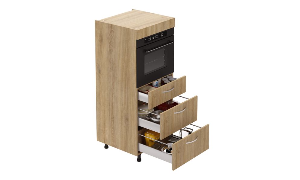 Mid-tall Microwave Unit, 3 Drawers