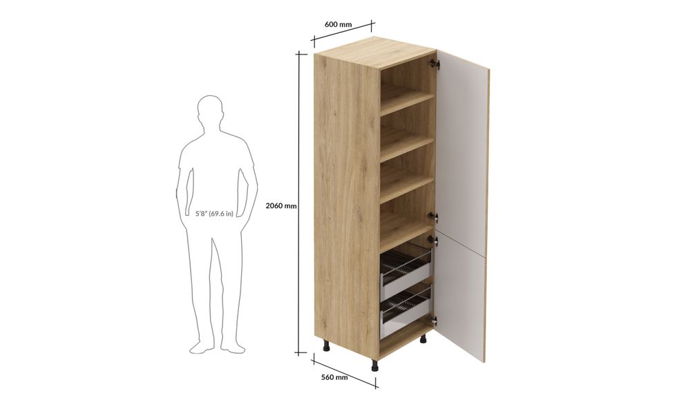Tall Unit, 2 Drawers, 4 Shelves