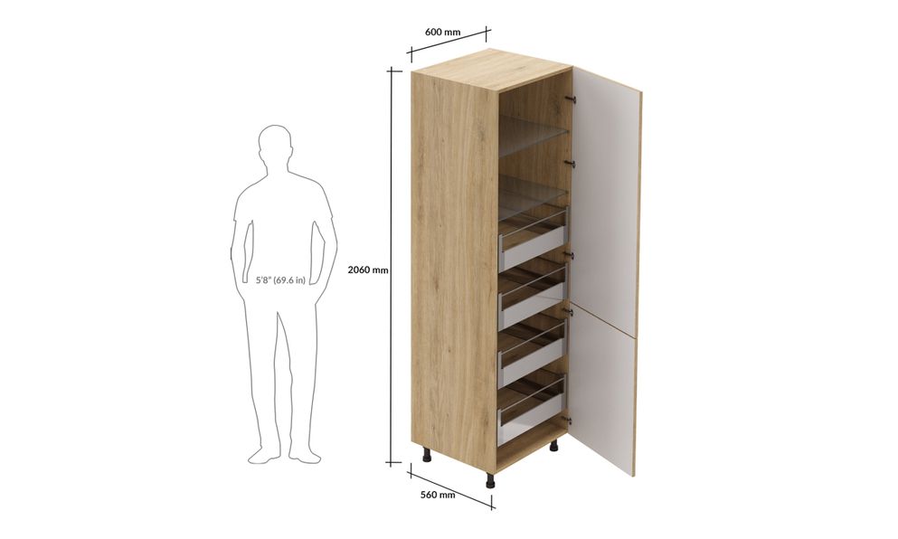 Tall Unit, 4 Drawers (4L), 2 Shelves