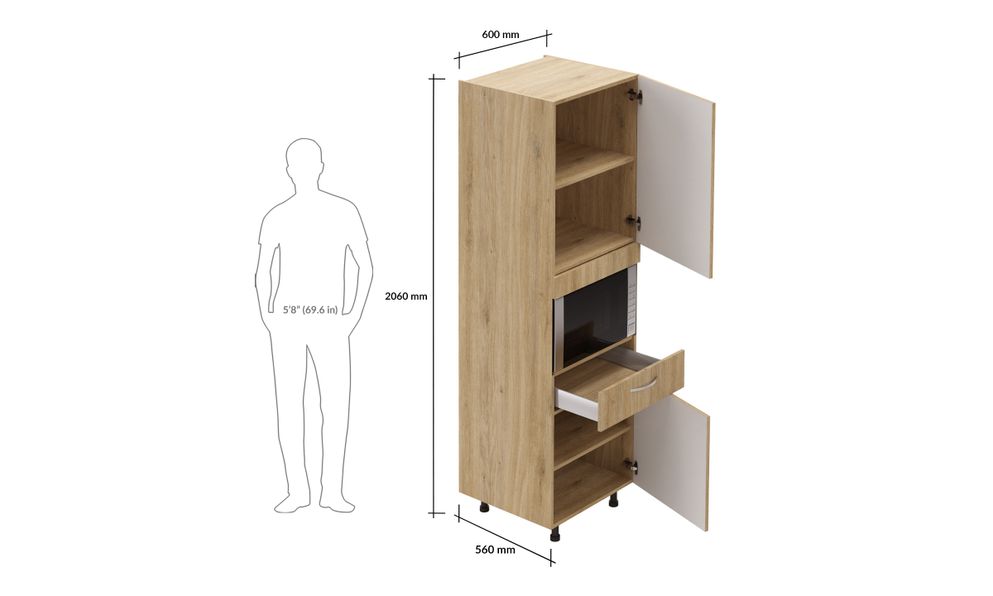 Tall Microwave Unit, 1 Drawer